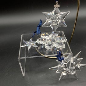 4 Vintage Swarovski Star Snowflake Ornaments