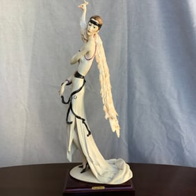 Giuseppe Armani Lady with Peacock, Signed with Gold F Badge