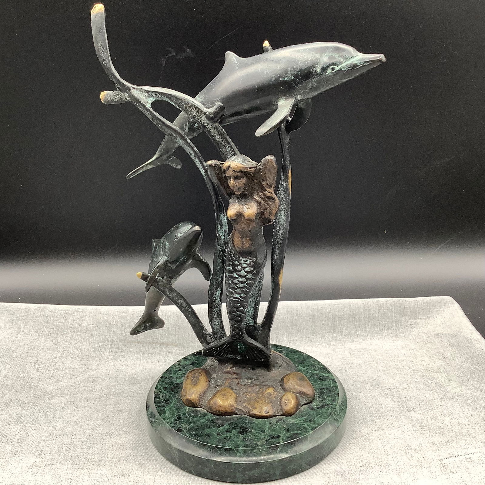 SPI, San Pacific International Bronze Dolphins with Mermaid (1 of 7)
