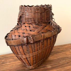 Antique Philippines Ifugao Woven Snail Basket