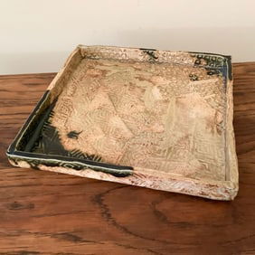 Heavy Square Japanese Pottery Dish