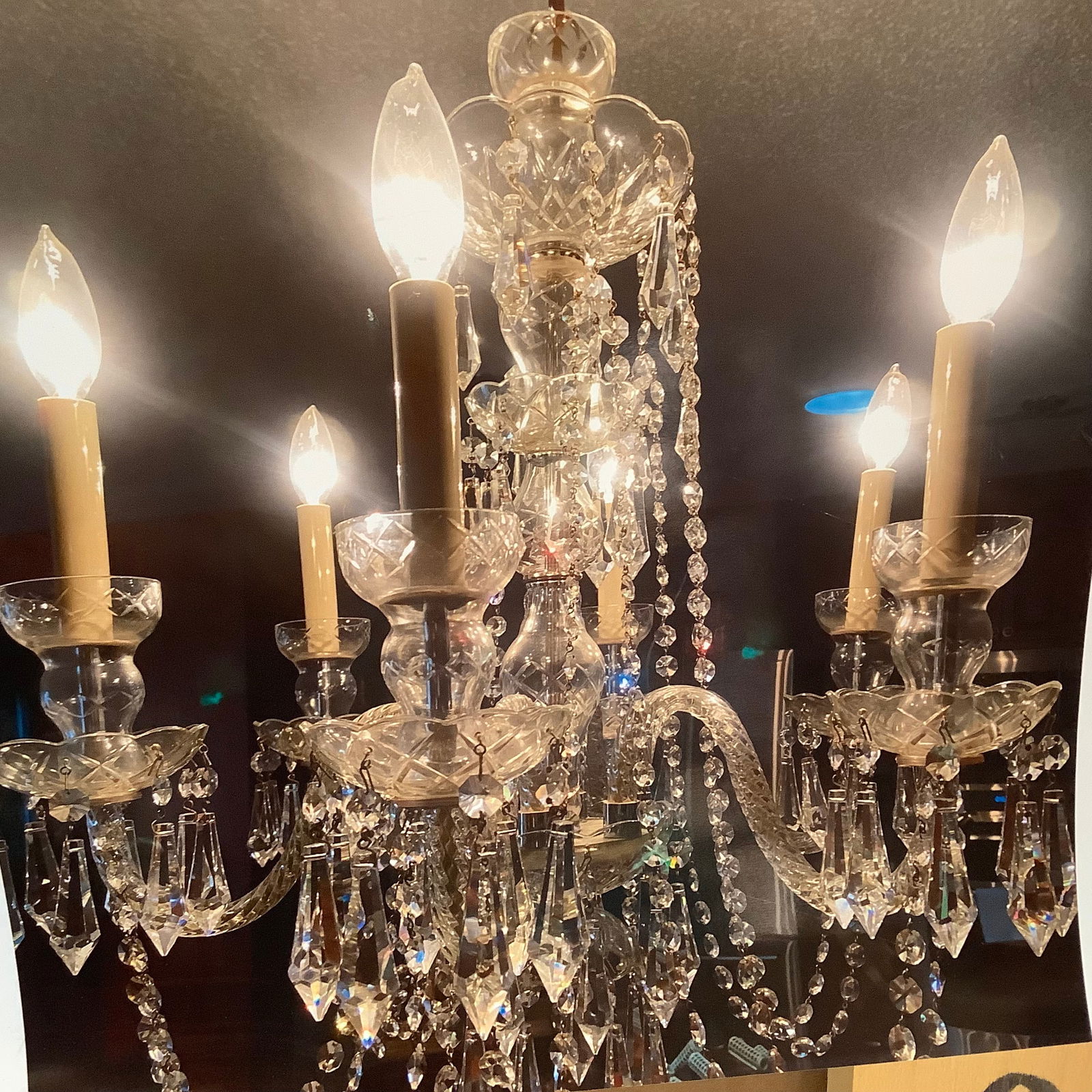 1940's 6 arm Czechoslovakian Crystal Chandelier (1 of 4)