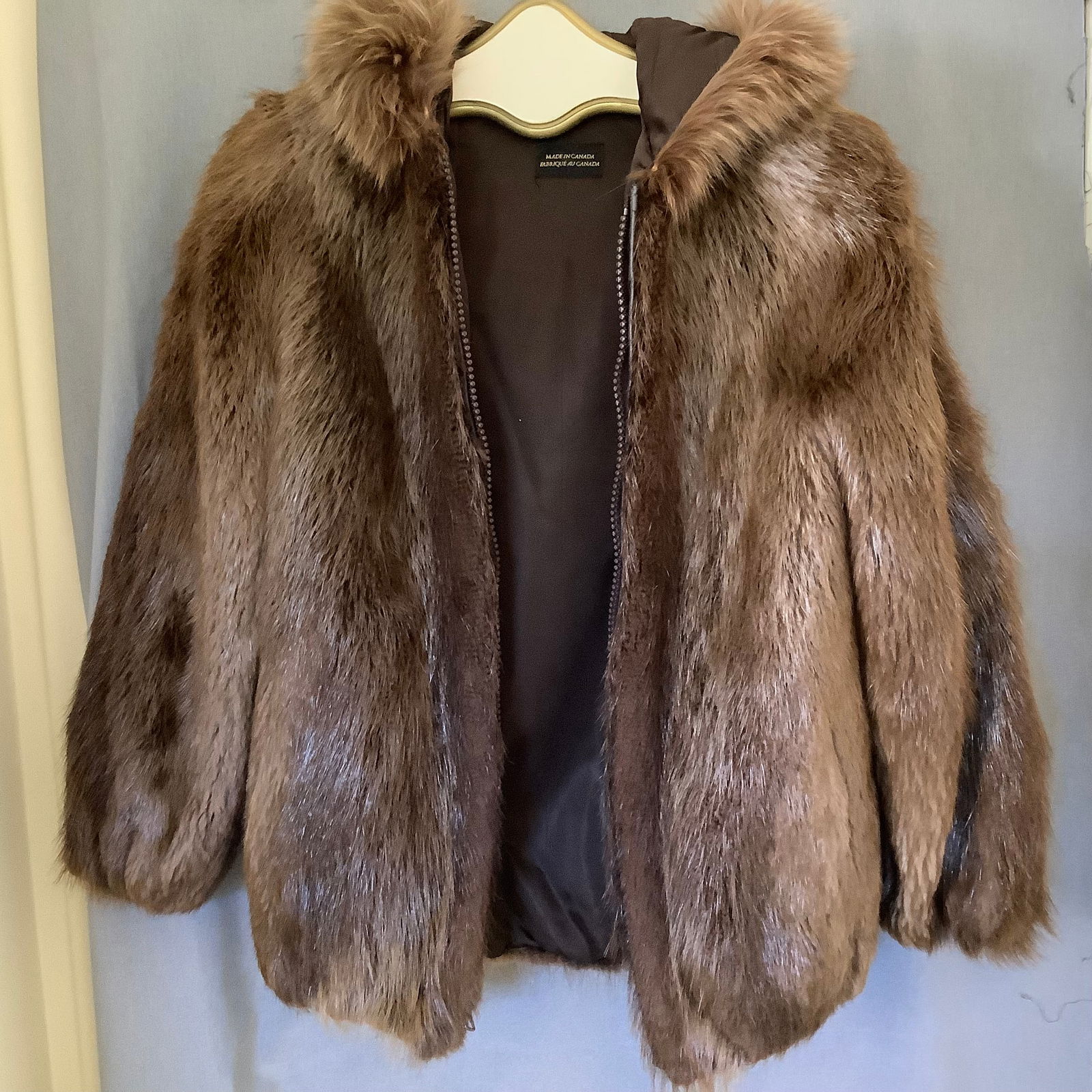 Canadian Made Genuine Fur Coat with Attached Hood (1 of 11)