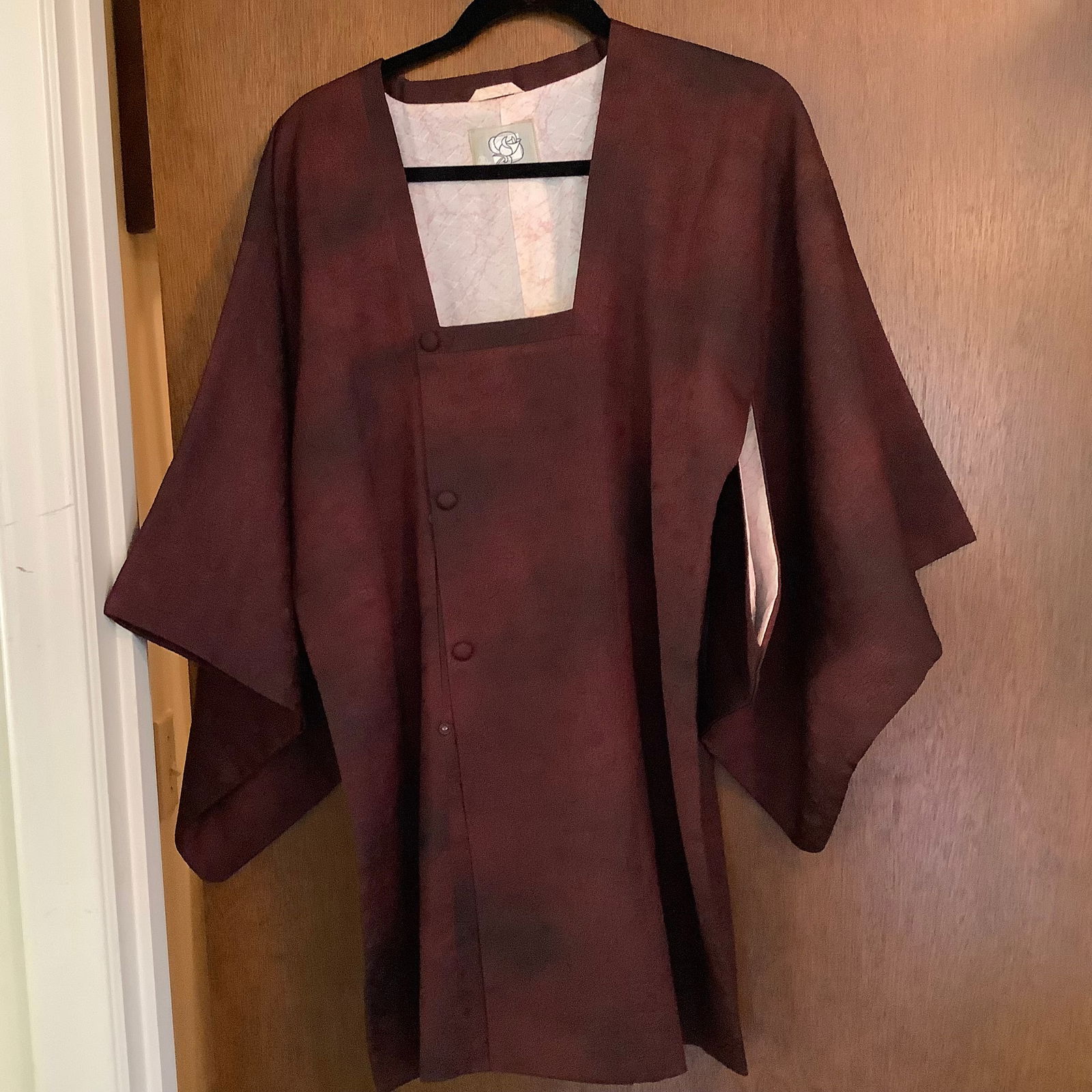 Yokohama Takashimaya Burgundy Kimono: Japanese Silk Kimono By Yokohama Takashimaya