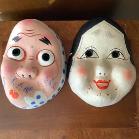 Japanese Vintage Handmade Okame Masks