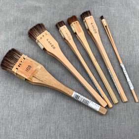Antique Set of 6 Block ink Brushes