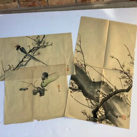 Lot Of Rice Paper Block Print Art