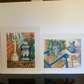 2 Original Watercolors, Signed on Reverse, Unframed