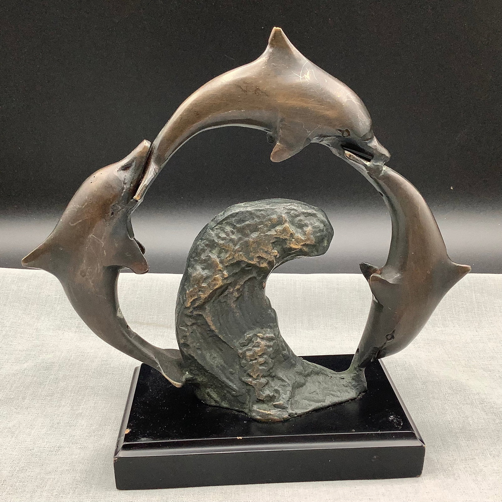 SPI Bronze Dolphins: San Pacific International Bronze Dolphins 7 inch x 8 inch