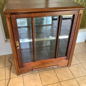 Unique 1930s Lighted Bar Cabinet, Mirrored Back, Beveled Glass Door