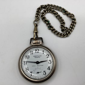 Westclox Scotty Pocket Watch with Fob, Working