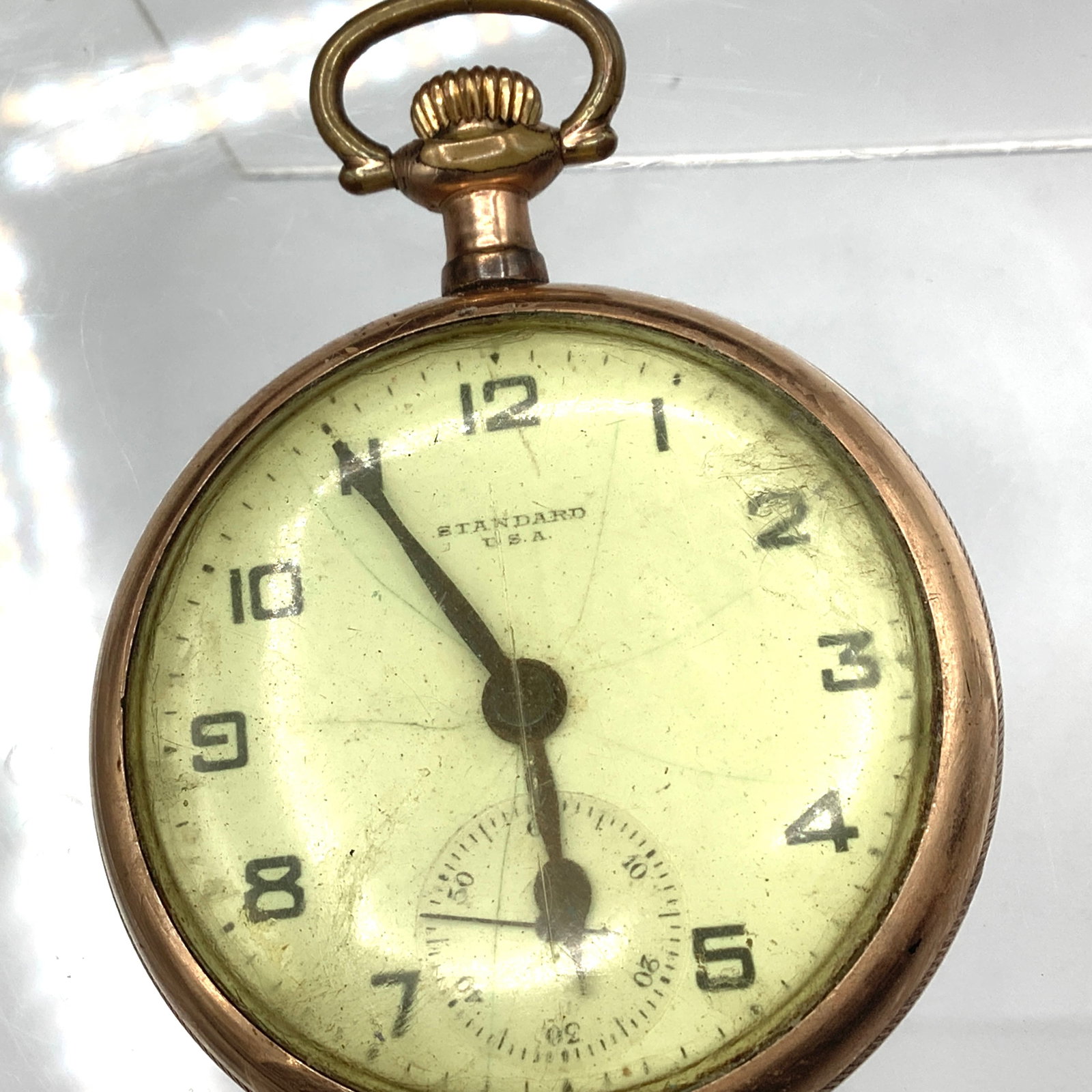 New York Standard Watch Co USA Scepter Pocket Watch, 15 Jewels: Repousse floral design, bird and cartouche that is not engraved Not presently working