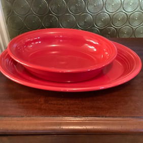 Vintage Fiesta Red Oval Casserole Baker and Dish