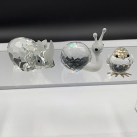 Swarovski Crystal Rhinoceros, Snail and Chick