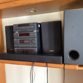 Panasonic Stacked Stereo System with onn Subwoofer and Soundbar