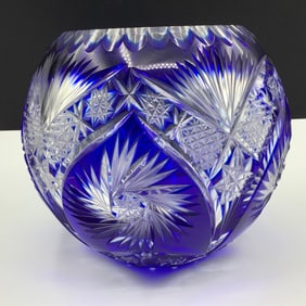 Cobalt Blue Cut To Clear Bowl