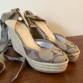Coach Wedge Platform Espadrille Shoes with Ties