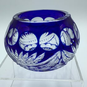 Small Cobalt Cut To Clear Bowl
