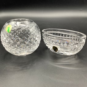 Waterford Crystal Bowl and Trinket Dish Both Labeled and Signed