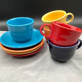 5 Fiesta Tea Cups, 4 Saucers