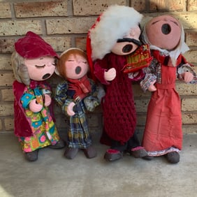 Painted Papier Mache Christmas Caroler Quartet