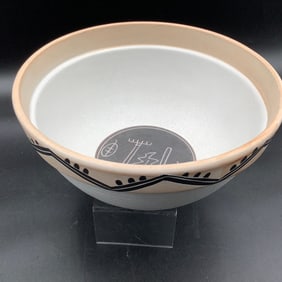 Treasure Craft Pottery Bowl w/ Stick Drawing Inside, Southwestern Exterior