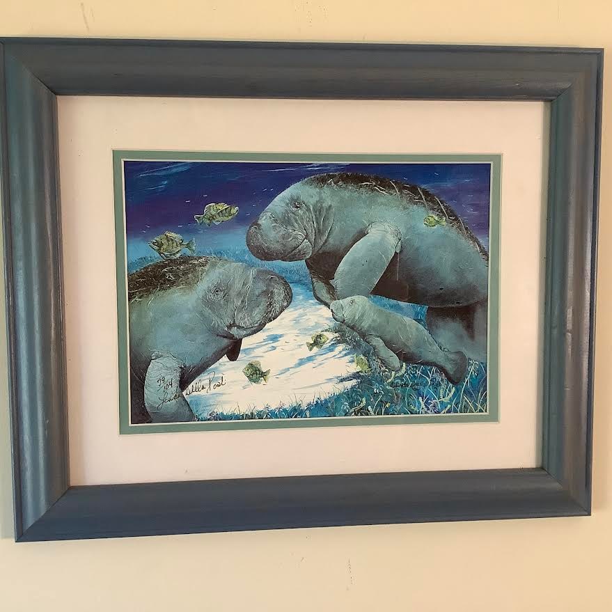 Artist Signed Manatee Limited Edition Print 79/104: Artist Linda Della Poali Limited Edition 79/104 Signed and numbered lower left
