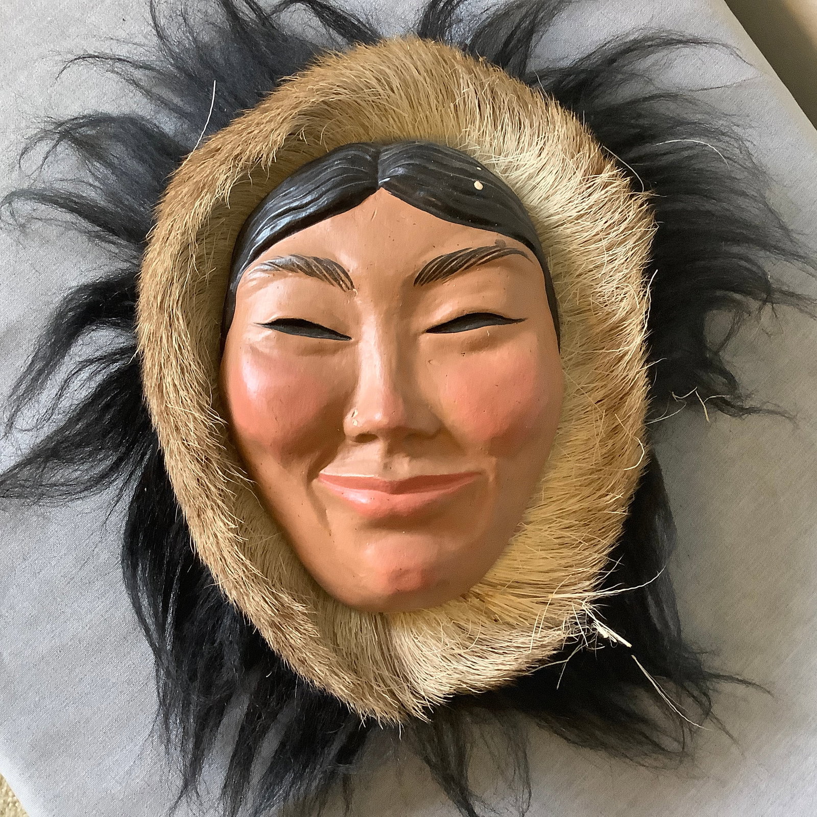 Alaskan 3D Face Sculpture: Has flat back and may have been affixed to wall