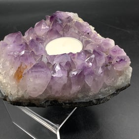 Amethyst with cut out for tea candle