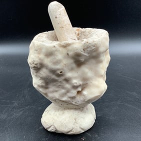 Alabaster Mortar and Pestle, Natural and carved