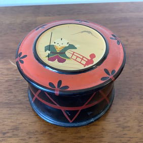 Vintage Black Lacquerware Condiment Plates and Case