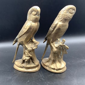 Vintage Pair of Brass Parrot Figurines