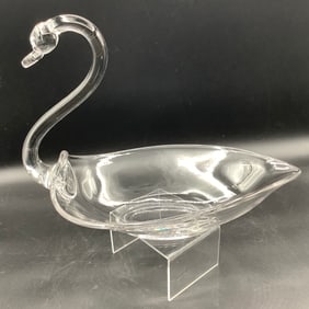 Large Glass Swan Dish
