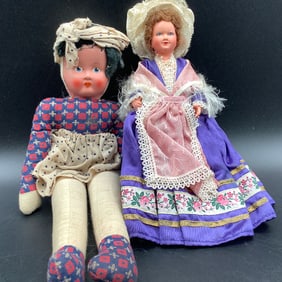 2 Vintage Dolls, One Cloth Body Made In Poland