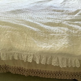 Full Size Coverlet with Eyelet Trim and Bedskirt