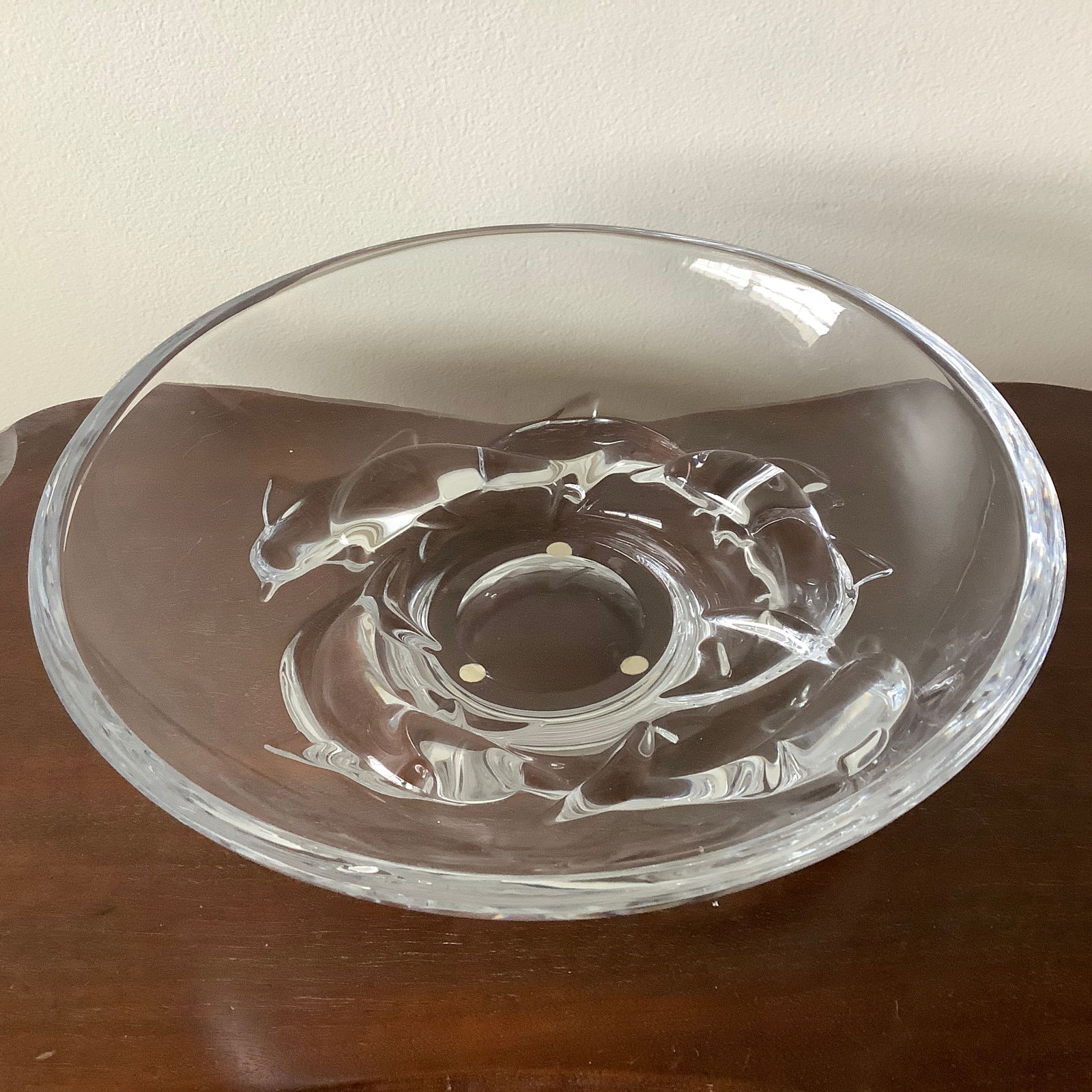 Daum France Signed Clear Crystal Large Dolphin Centerpiece Bowl (1 of 18)