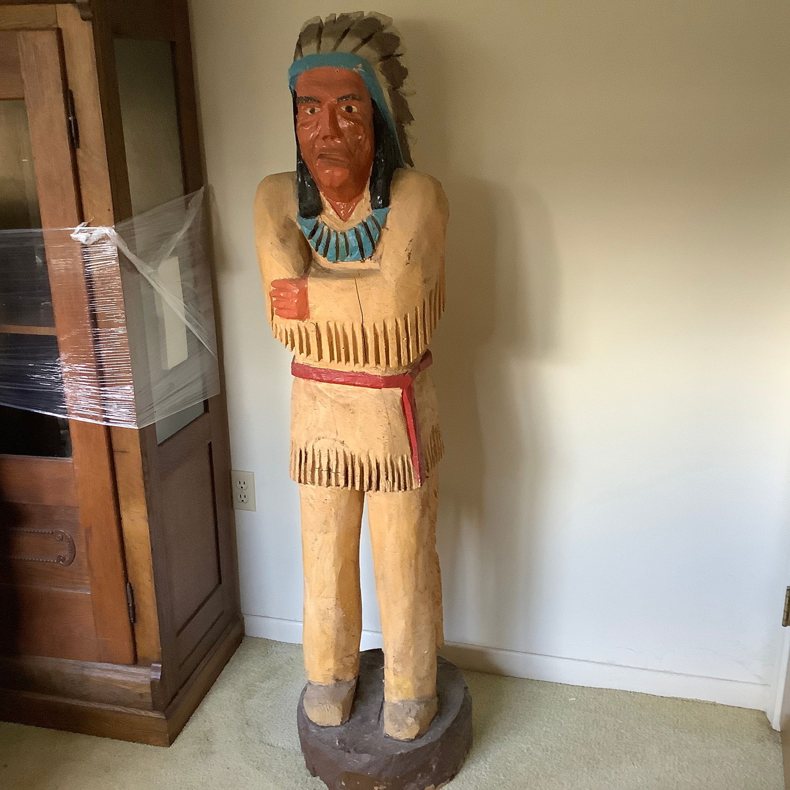 Life Size Solid Wood 63 inch Tall Cigar Store Indian (1 of 12)