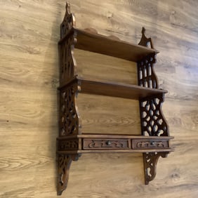 Antique Victorian Wall Shelf with Drawers