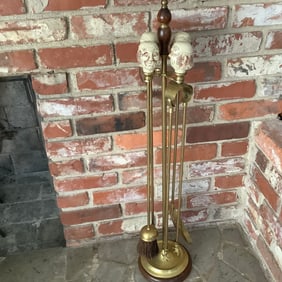 Unique Victorian "Old Men" Fireplace Tool Set