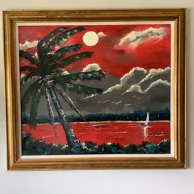 Original Michael Sears Signed Florida Highwaymen Painting