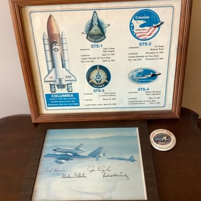 NASA Astronaut Signed Photograph 1977 and Guest Launch Pin