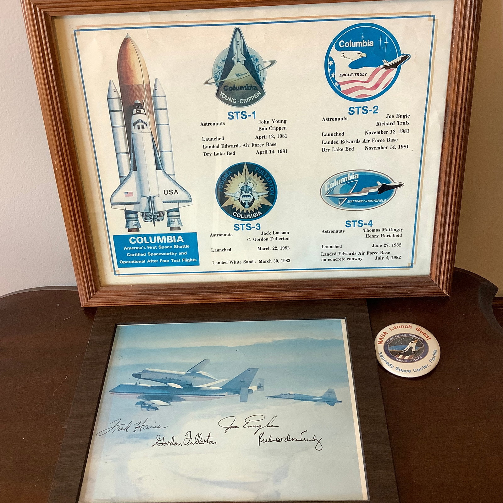 NASA Astronaut Signed Photograph 1977 and Guest Launch Pin (1 of 11)