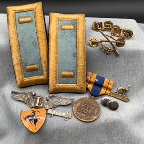Antique WWII USAAF Liason Pilot Badge, WWII Selective Service Medal and More