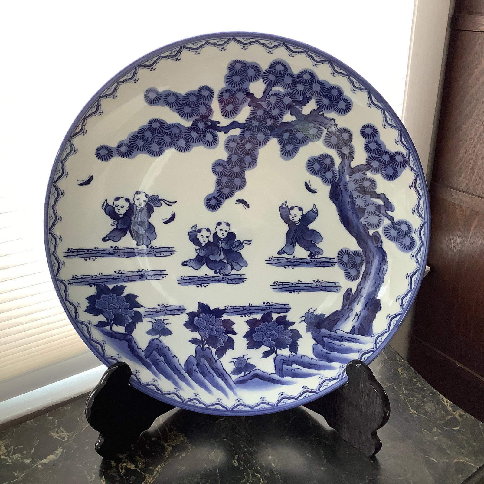 Japanese Nabeshima Karako Signed Porcelain Charger FIVE Children Design (1 of 11)