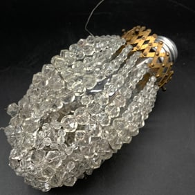 Rare Antique Beaded Light Bulb Cover with Brass Expandable Collar, Ca 1920