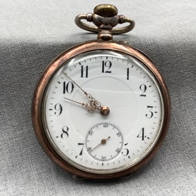 Antique Silver Pocket Watch 800 Silver Gold Hands