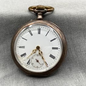 Antique Silver Pocket Watch 800 Silver Gold Hands
