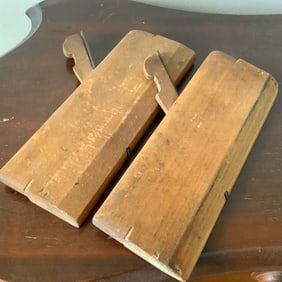 Antique Set of 2 Convex Wood Plows, Greenfield Tool Co