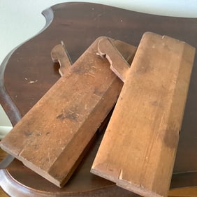 Antique Set of 2 Greenfield Tool Co Wood Planes, One Convex, One Concave
