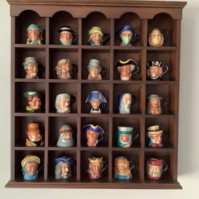 25 Piece Set Mini Toby Mugs with Display Case